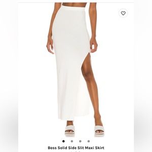 Never worn - purchased from Revolve - long white ribbed skirt with slit